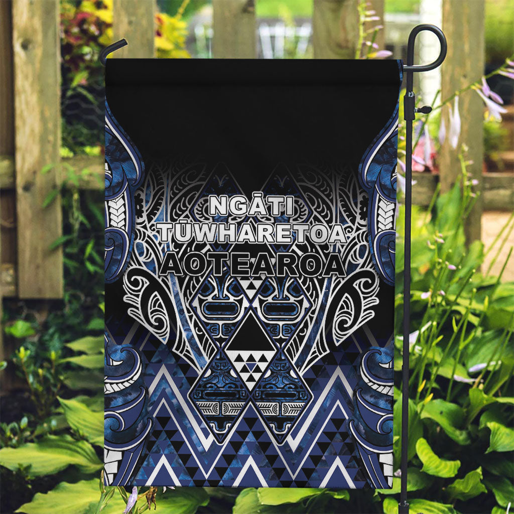 Aotearoa Tuwharetoa Garden Flag Maori Tribal Navy Paua Shell Pattern
