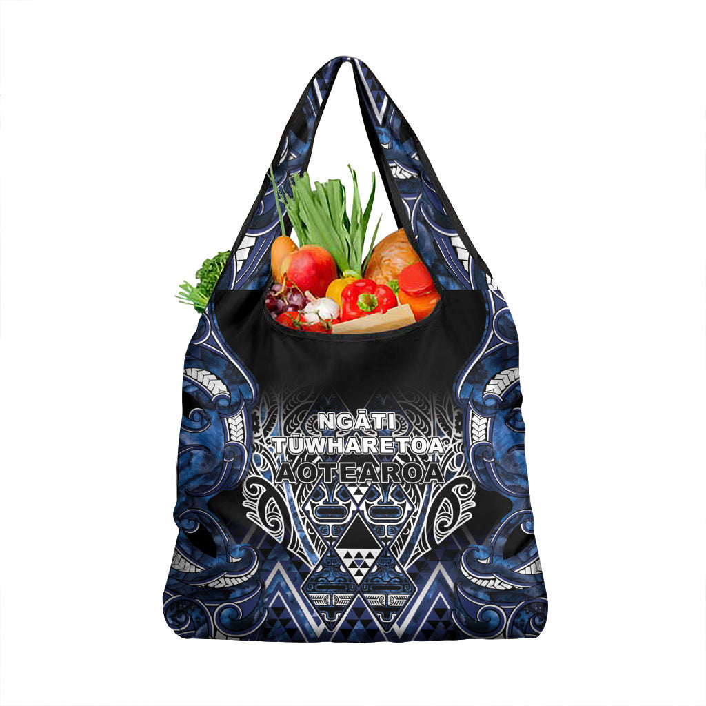 Aotearoa Tuwharetoa Grocery Bag Maori Tribal Navy Paua Shell Pattern DT05 1-pack One Size Navy - Polynesian Pride