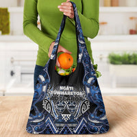 Aotearoa Tuwharetoa Grocery Bag Maori Tribal Navy Paua Shell Pattern