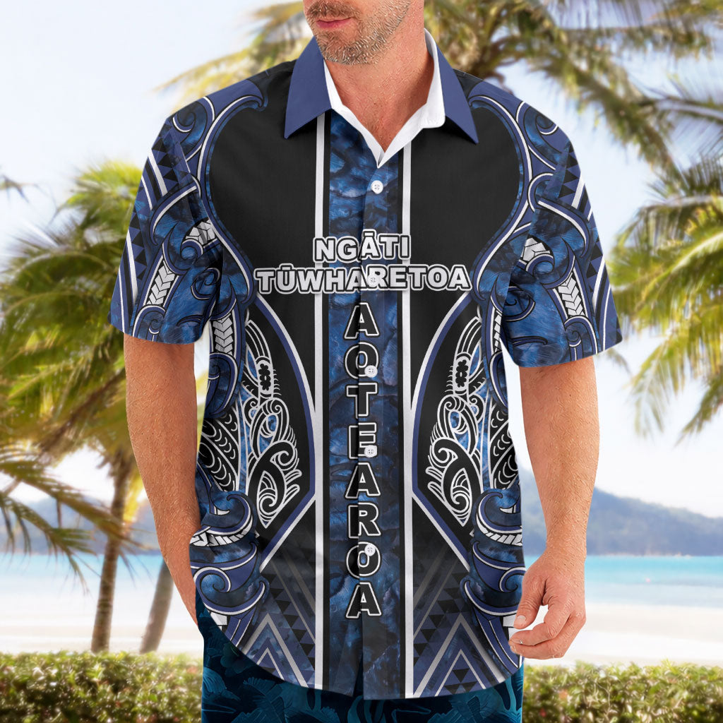 Aotearoa Tuwharetoa Hawaiian Shirt Maori Tribal Navy Paua Shell Pattern