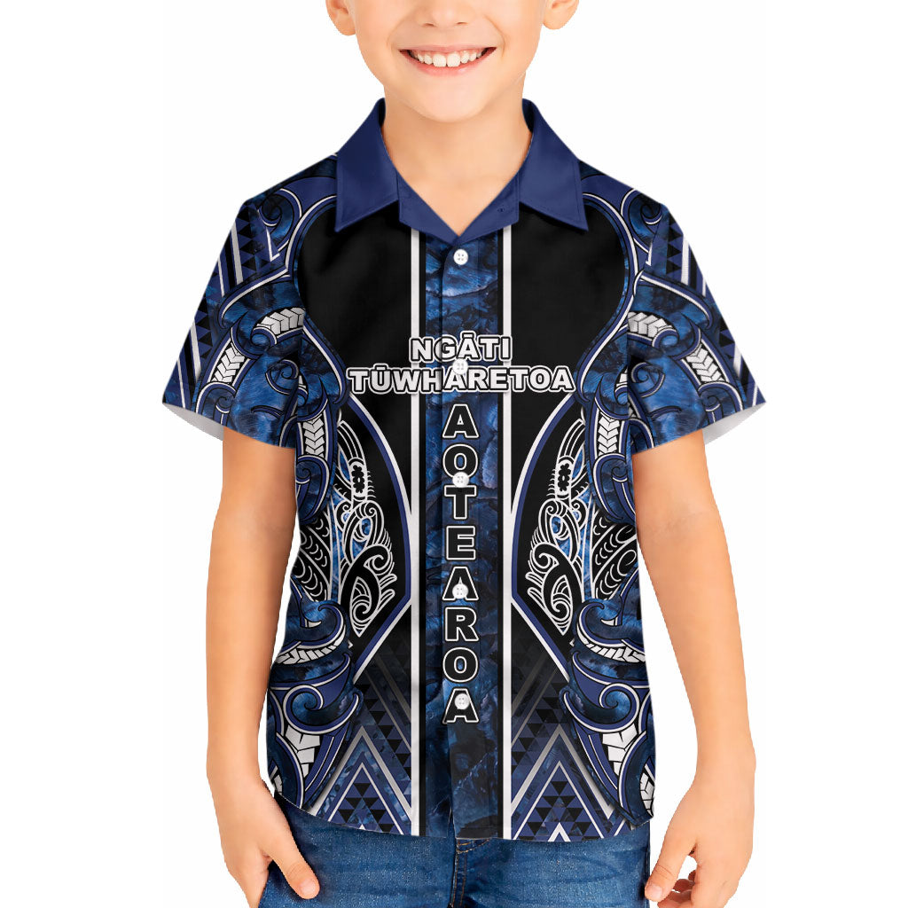 Aotearoa Tuwharetoa Hawaiian Shirt Maori Tribal Navy Paua Shell Pattern
