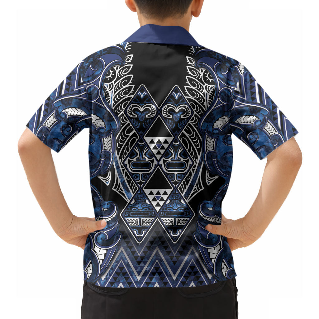 Aotearoa Tuwharetoa Hawaiian Shirt Maori Tribal Navy Paua Shell Pattern