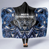 Aotearoa Tuwharetoa Hooded Blanket Maori Tribal Navy Paua Shell Pattern