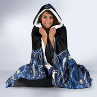 Aotearoa Tuwharetoa Hooded Blanket Maori Tribal Navy Paua Shell Pattern