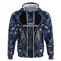 Aotearoa Tuwharetoa Hoodie Maori Tribal Navy Paua Shell Pattern