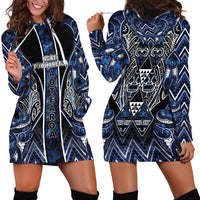 Aotearoa Tuwharetoa Hoodie Dress Maori Tribal Navy Paua Shell Pattern