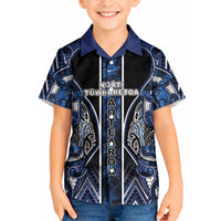 Aotearoa Tuwharetoa Kid Hawaiian Shirt Maori Tribal Navy Paua Shell Pattern