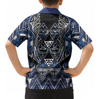 Aotearoa Tuwharetoa Kid Hawaiian Shirt Maori Tribal Navy Paua Shell Pattern