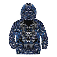 Aotearoa Tuwharetoa Kid Hoodie Maori Tribal Navy Paua Shell Pattern