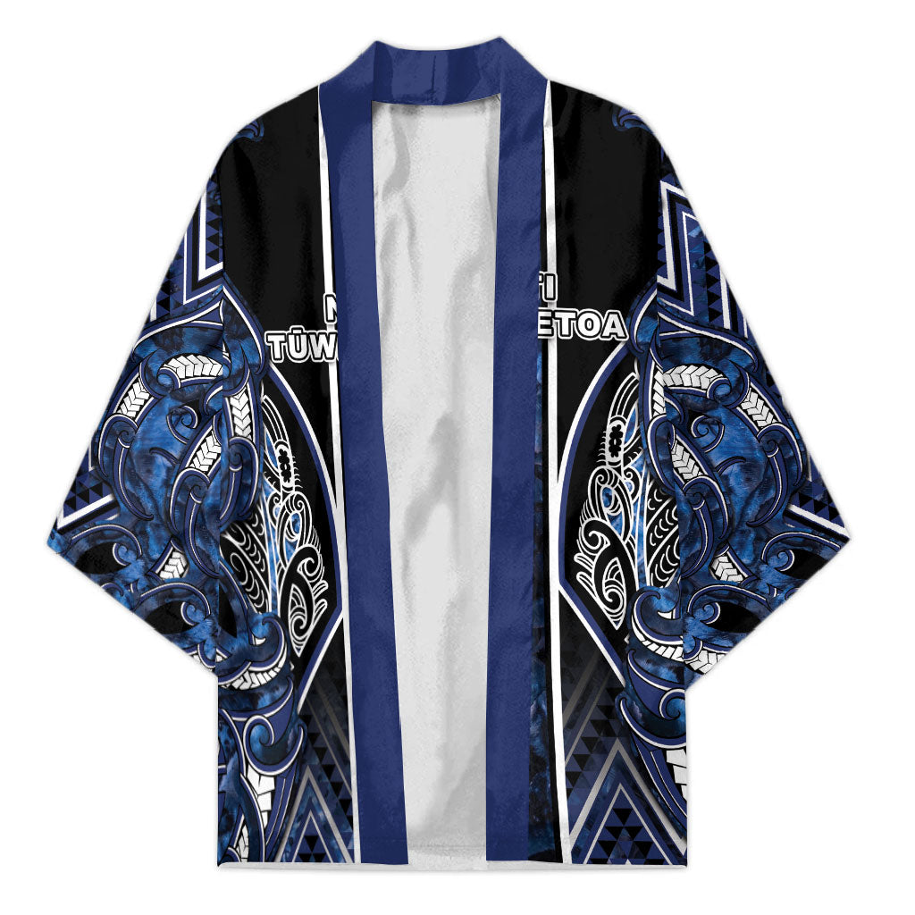 Aotearoa Tuwharetoa Kimono Maori Tribal Navy Paua Shell Pattern