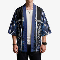 Aotearoa Tuwharetoa Kimono Maori Tribal Navy Paua Shell Pattern