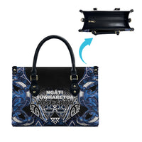Aotearoa Tuwharetoa Leather Bag Maori Tribal Navy Paua Shell Pattern