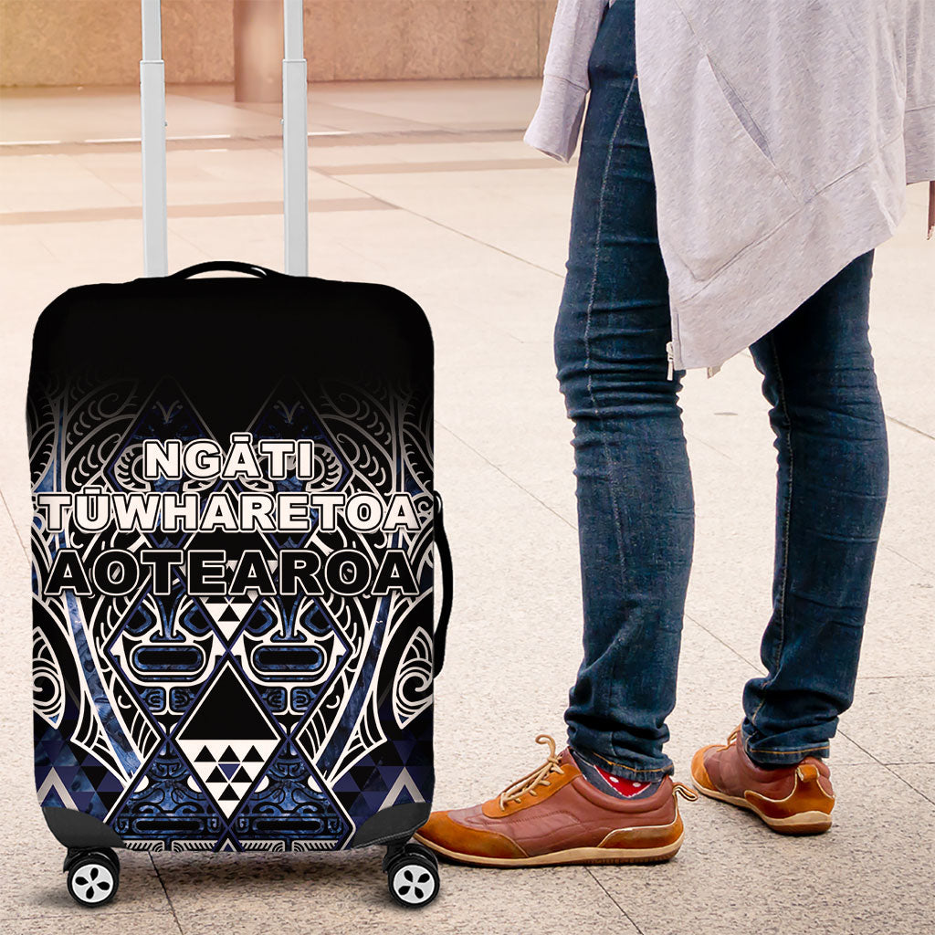 Aotearoa Tuwharetoa Luggage Cover Maori Tribal Navy Paua Shell Pattern