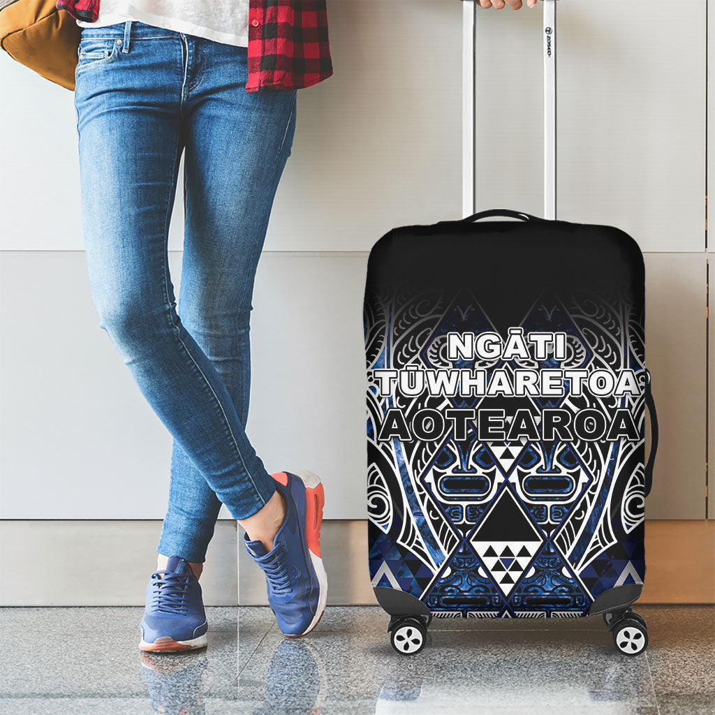 Aotearoa Tuwharetoa Luggage Cover Maori Tribal Navy Paua Shell Pattern
