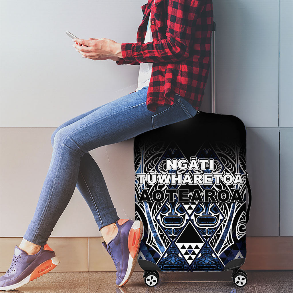 Aotearoa Tuwharetoa Luggage Cover Maori Tribal Navy Paua Shell Pattern
