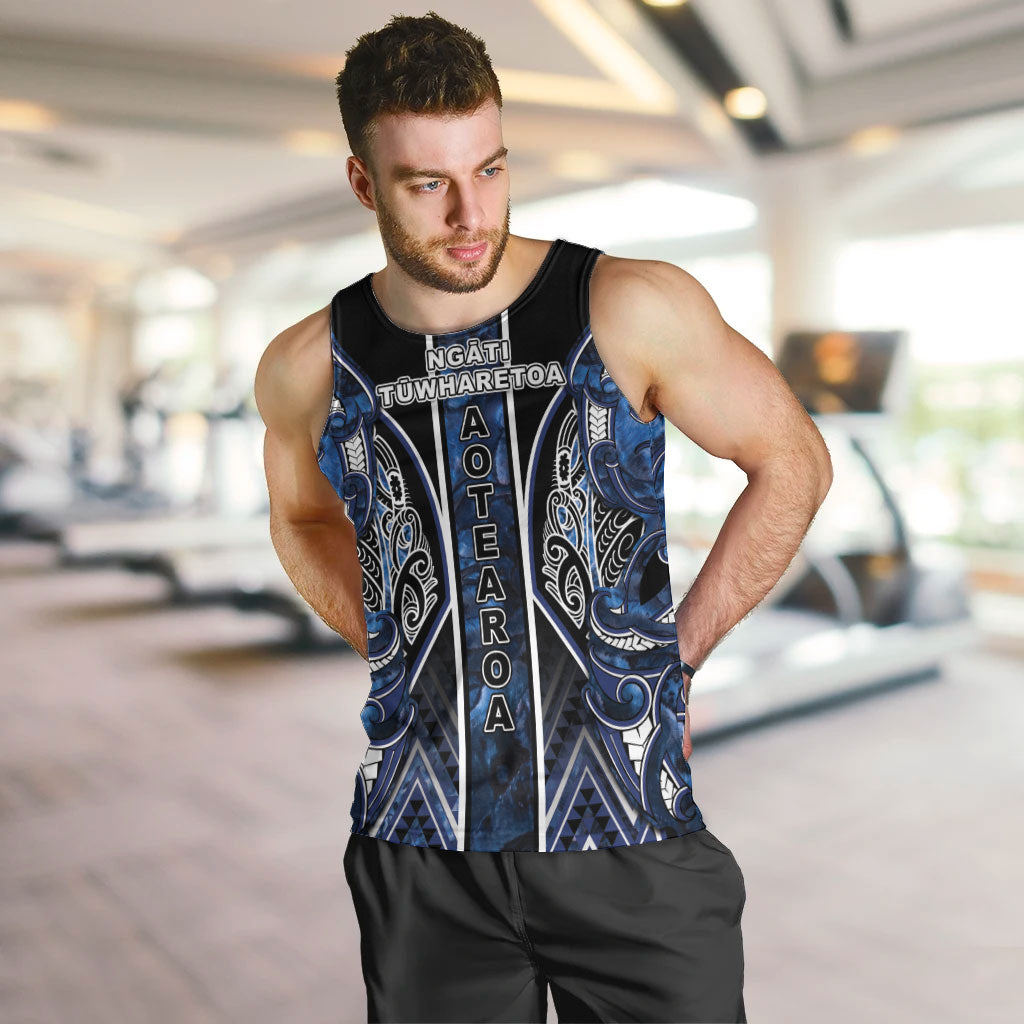 Aotearoa Tuwharetoa Men Tank Top Maori Tribal Navy Paua Shell Pattern