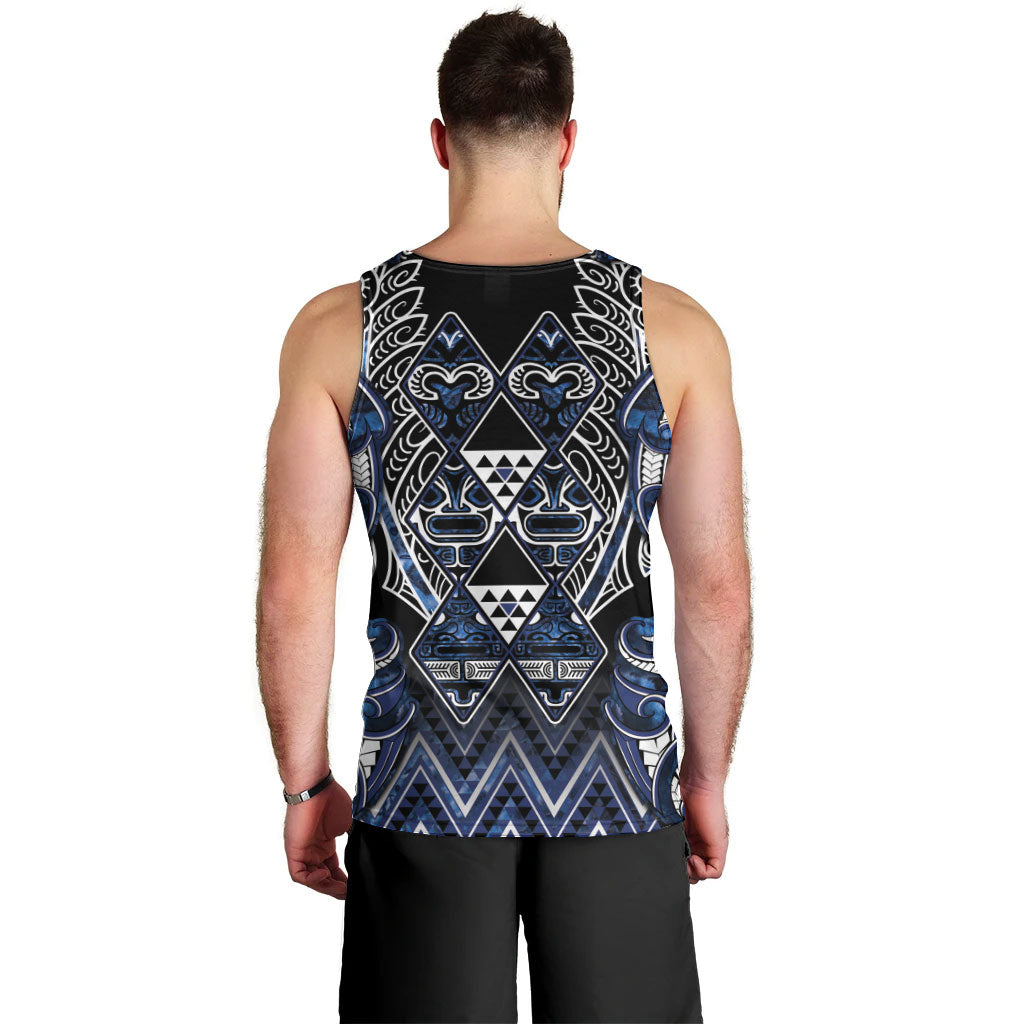 Aotearoa Tuwharetoa Men Tank Top Maori Tribal Navy Paua Shell Pattern