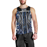 Aotearoa Tuwharetoa Men Tank Top Maori Tribal Navy Paua Shell Pattern
