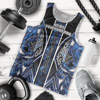 Aotearoa Tuwharetoa Men Tank Top Maori Tribal Navy Paua Shell Pattern