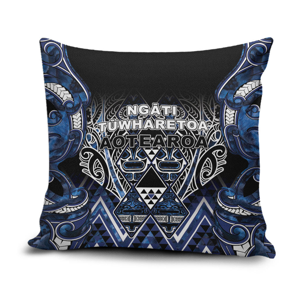 Aotearoa Tuwharetoa Pillow Cover Maori Tribal Navy Paua Shell Pattern