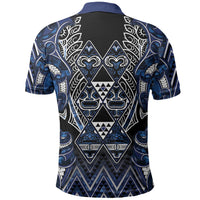 Aotearoa Tuwharetoa Polo Shirt Maori Tribal Navy Paua Shell Pattern