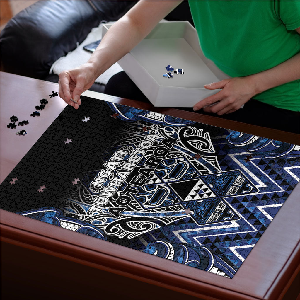 Aotearoa Tuwharetoa Puzzle Maori Tribal Navy Paua Shell Pattern