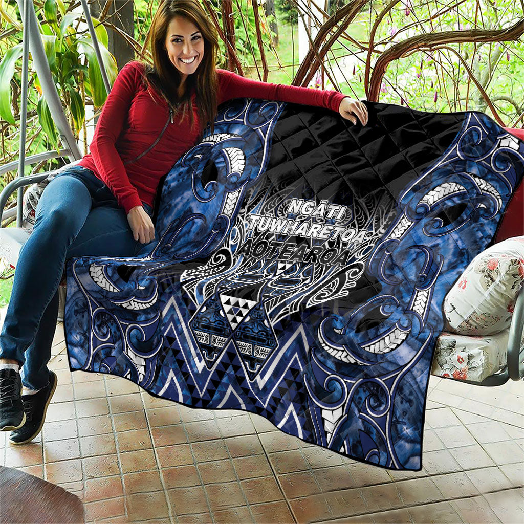 Aotearoa Tuwharetoa Quilt Maori Tribal Navy Paua Shell Pattern