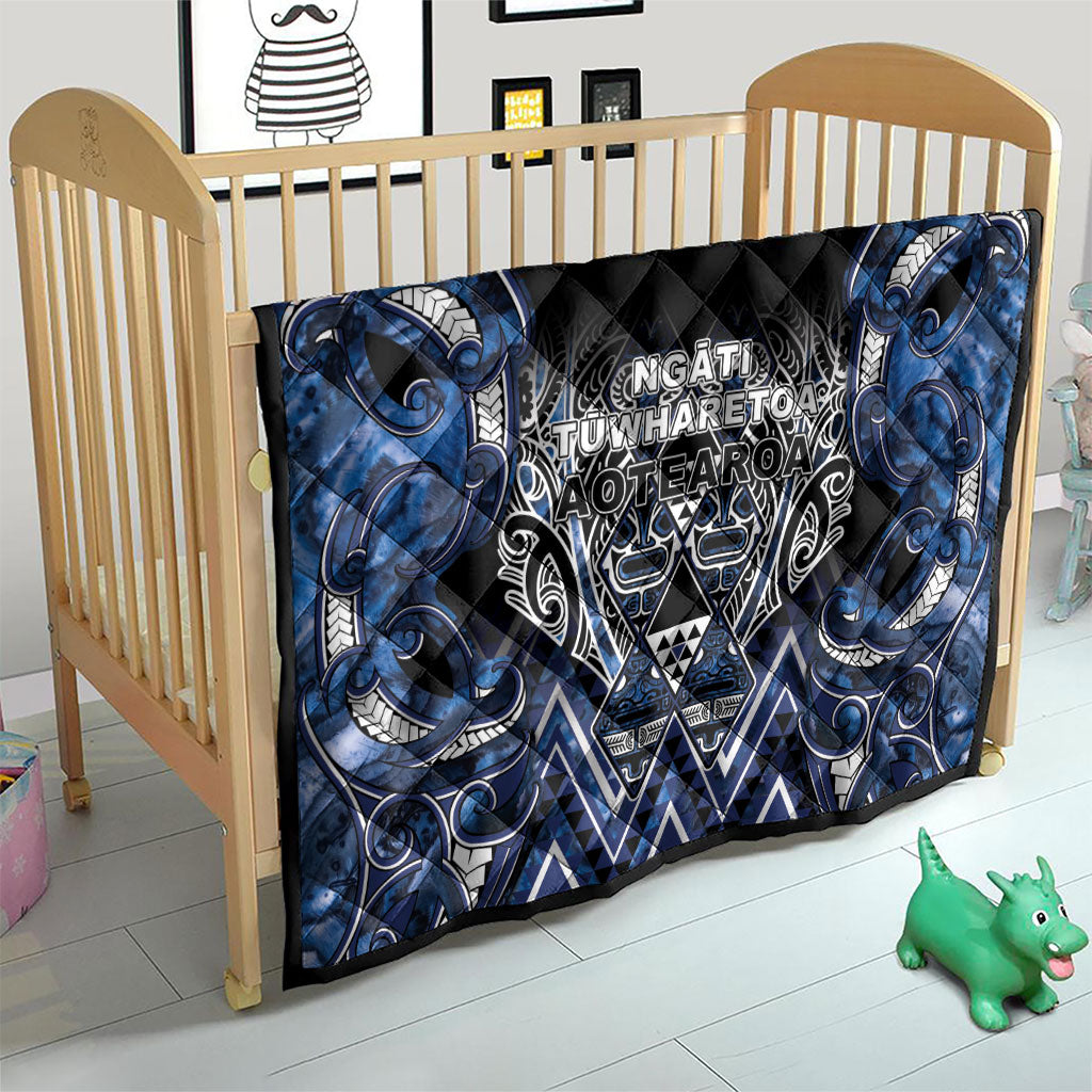 Aotearoa Tuwharetoa Quilt Maori Tribal Navy Paua Shell Pattern
