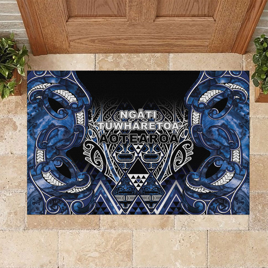 Aotearoa Tuwharetoa Rubber Doormat Maori Tribal Navy Paua Shell Pattern
