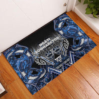 Aotearoa Tuwharetoa Rubber Doormat Maori Tribal Navy Paua Shell Pattern