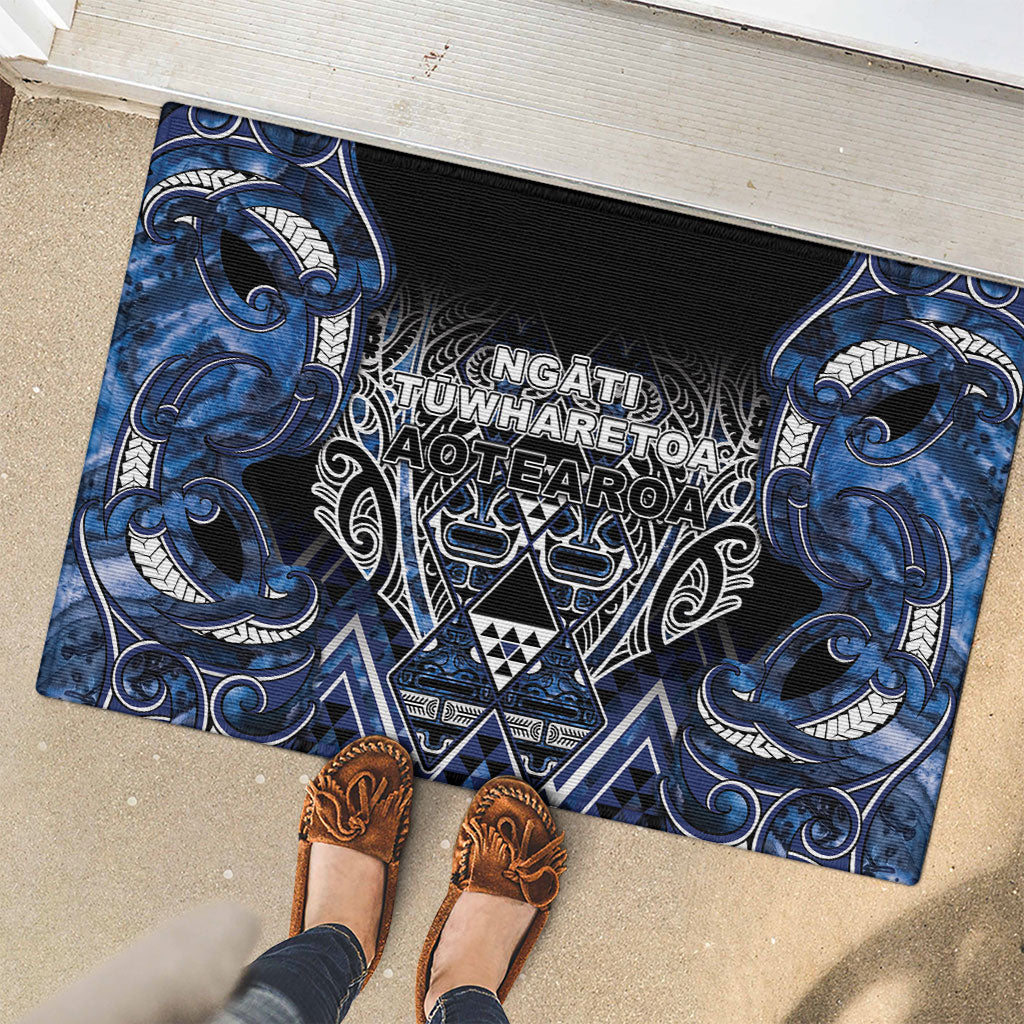 Aotearoa Tuwharetoa Rubber Doormat Maori Tribal Navy Paua Shell Pattern