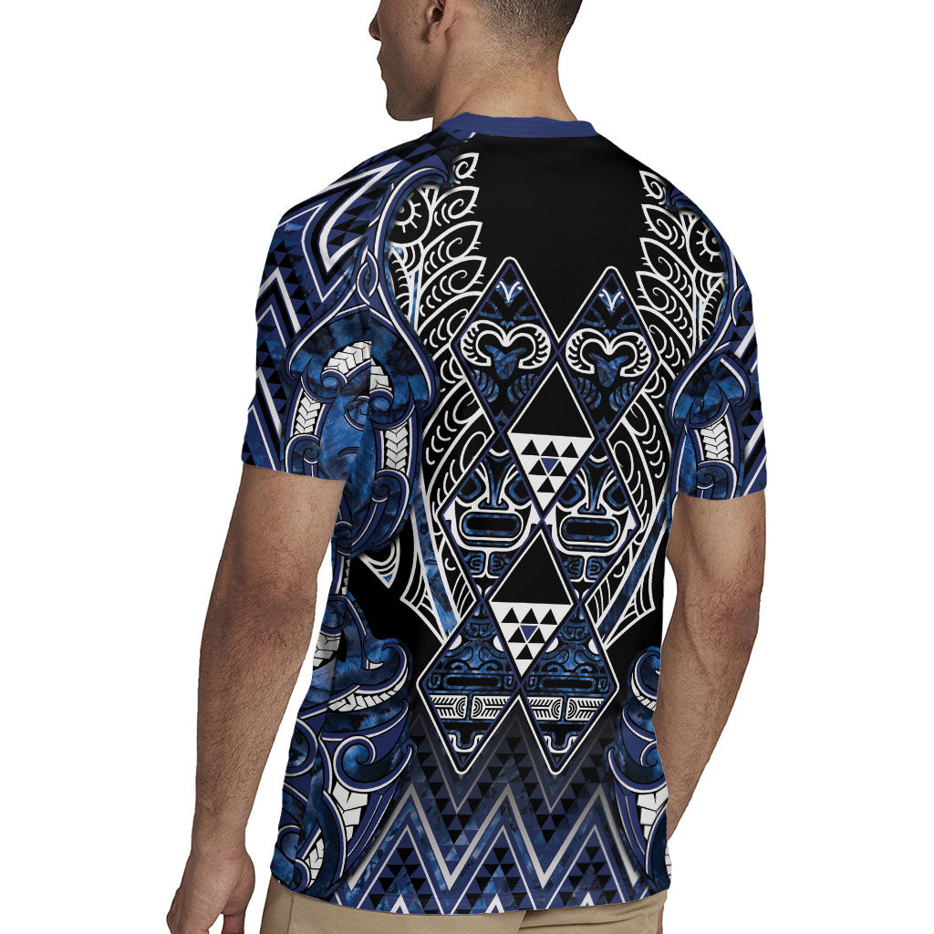 Aotearoa Tuwharetoa Rugby Jersey Maori Tribal Navy Paua Shell Pattern