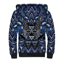 Aotearoa Tuwharetoa Sherpa Hoodie Maori Tribal Navy Paua Shell Pattern