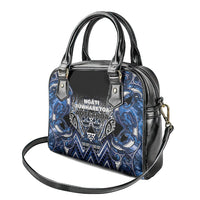 Aotearoa Tuwharetoa Shoulder Handbag Maori Tribal Navy Paua Shell Pattern