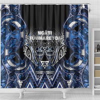 Aotearoa Tuwharetoa Shower Curtain Maori Tribal Navy Paua Shell Pattern
