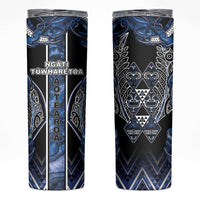 Aotearoa Tuwharetoa Skinny Tumbler Maori Tribal Navy Paua Shell Pattern
