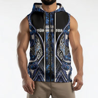 Aotearoa Tuwharetoa Sleeveless Zip Hoodie Maori Tribal Navy Paua Shell Pattern