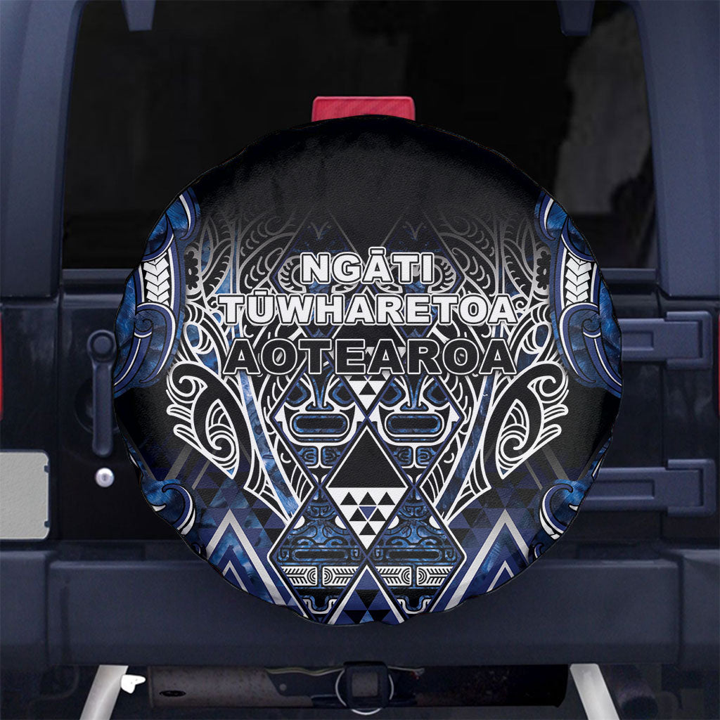Aotearoa Tuwharetoa Spare Tire Cover Maori Tribal Navy Paua Shell Pattern DT05 No hole Navy - Polynesian Pride
