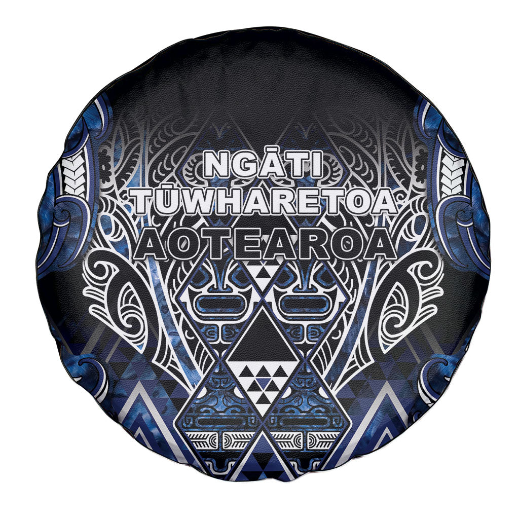 Aotearoa Tuwharetoa Spare Tire Cover Maori Tribal Navy Paua Shell Pattern
