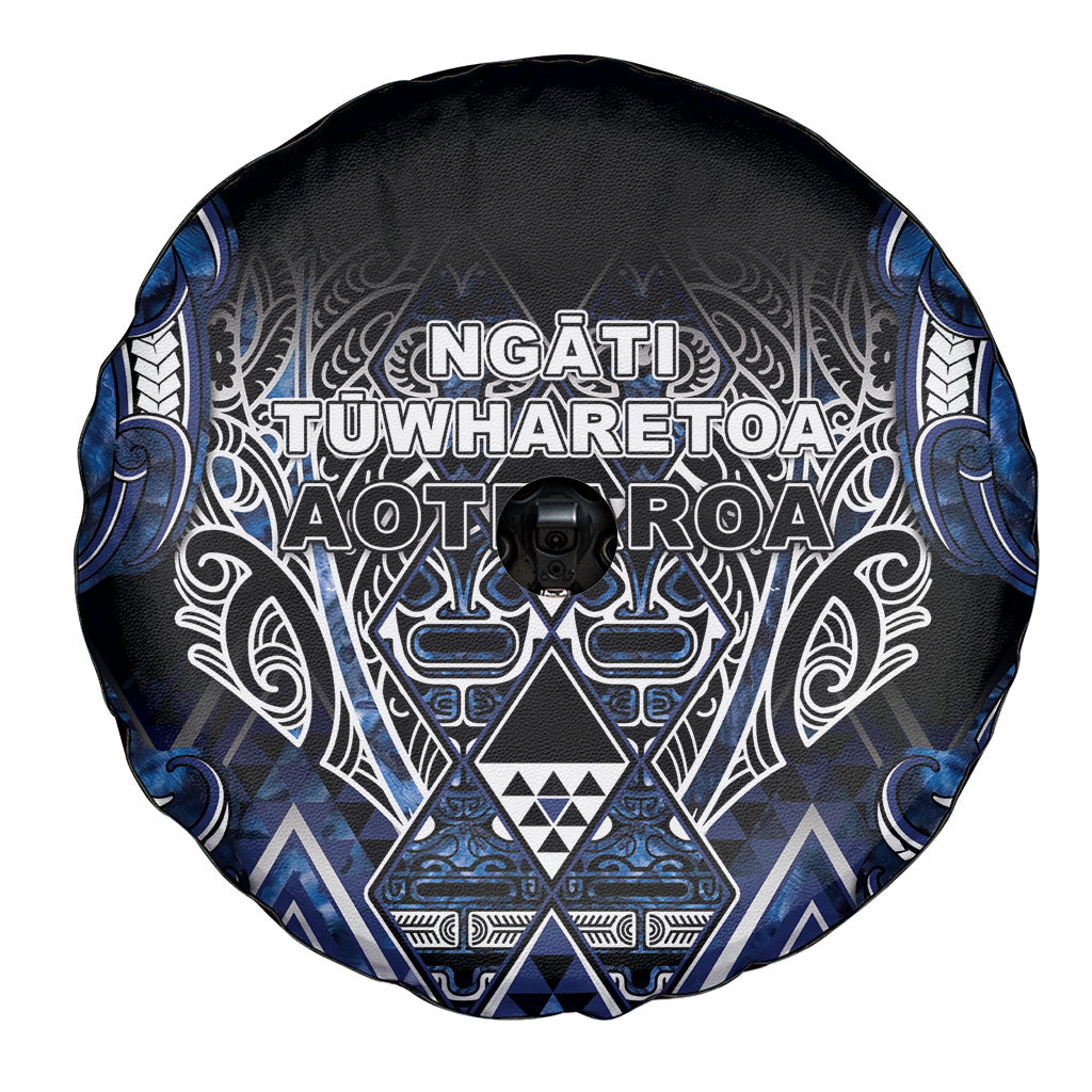 Aotearoa Tuwharetoa Spare Tire Cover Maori Tribal Navy Paua Shell Pattern