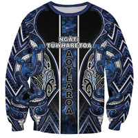 Aotearoa Tuwharetoa Sweatshirt Maori Tribal Navy Paua Shell Pattern