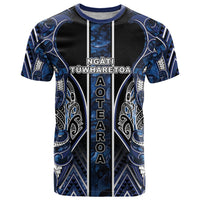 Aotearoa Tuwharetoa T Shirt Maori Tribal Navy Paua Shell Pattern