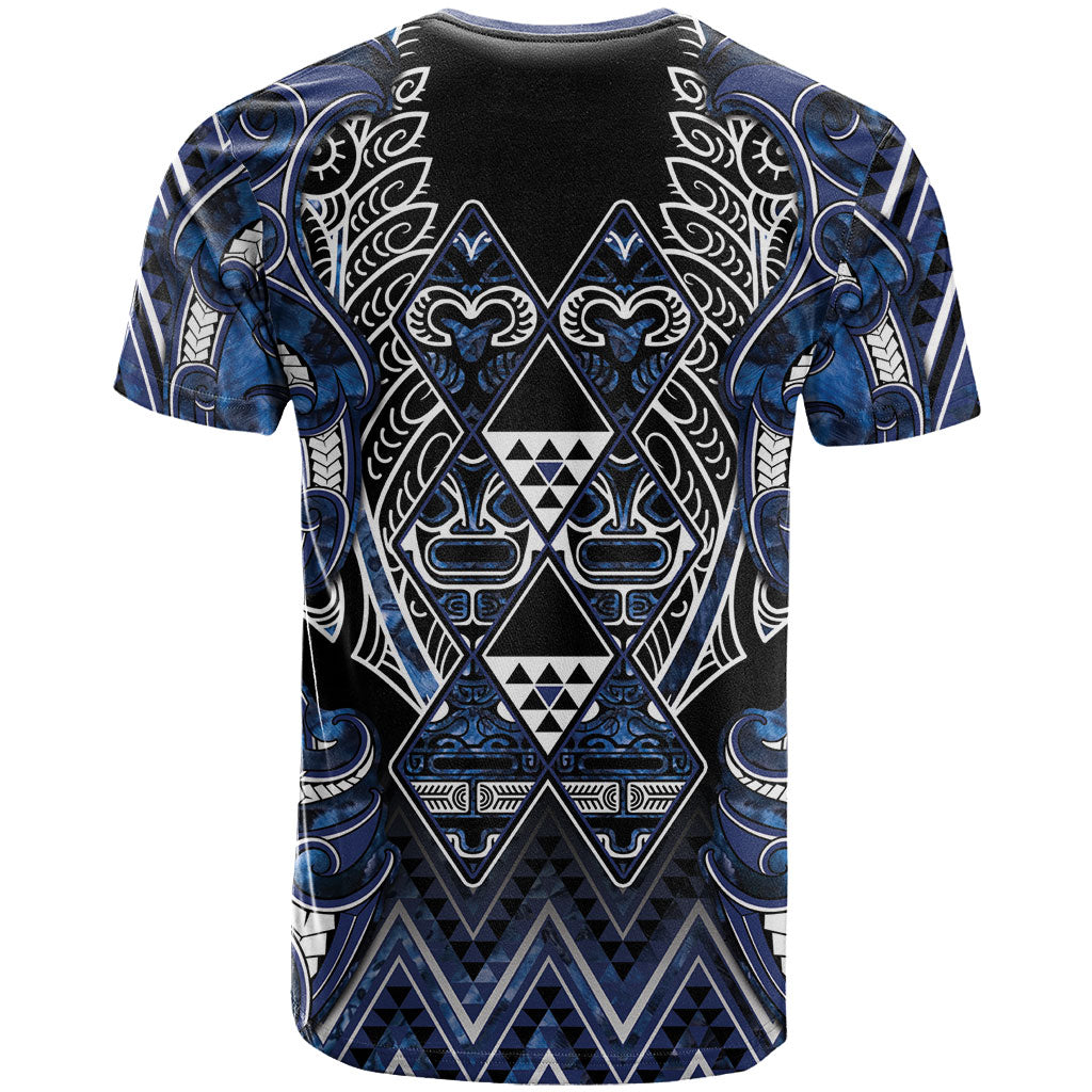 Aotearoa Tuwharetoa T Shirt Maori Tribal Navy Paua Shell Pattern