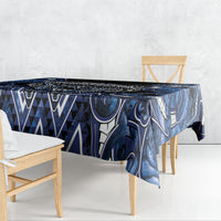 Aotearoa Tuwharetoa Tablecloth Maori Tribal Navy Paua Shell Pattern