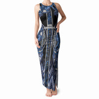 Aotearoa Tuwharetoa Tank Maxi Dress Maori Tribal Navy Paua Shell Pattern