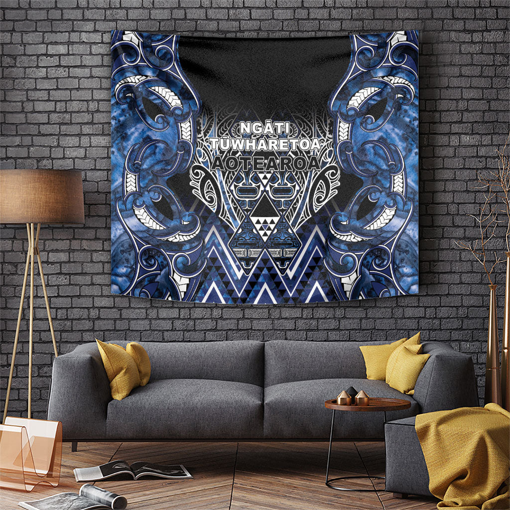 Aotearoa Tuwharetoa Tapestry Maori Tribal Navy Paua Shell Pattern