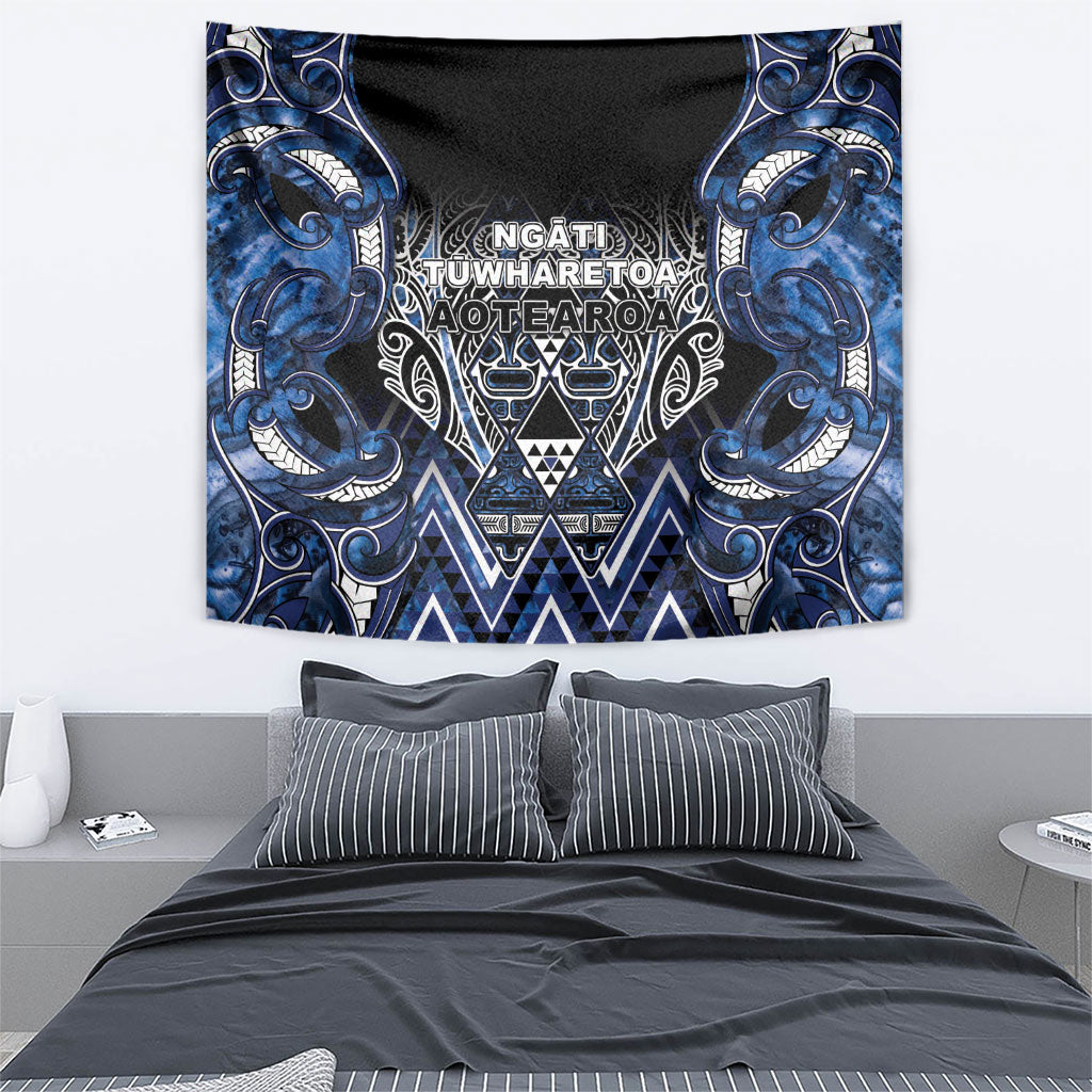 Aotearoa Tuwharetoa Tapestry Maori Tribal Navy Paua Shell Pattern