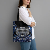 Aotearoa Tuwharetoa Tote Bag Maori Tribal Navy Paua Shell Pattern