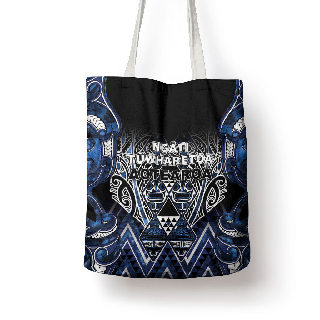 Aotearoa Tuwharetoa Tote Bag Maori Tribal Navy Paua Shell Pattern