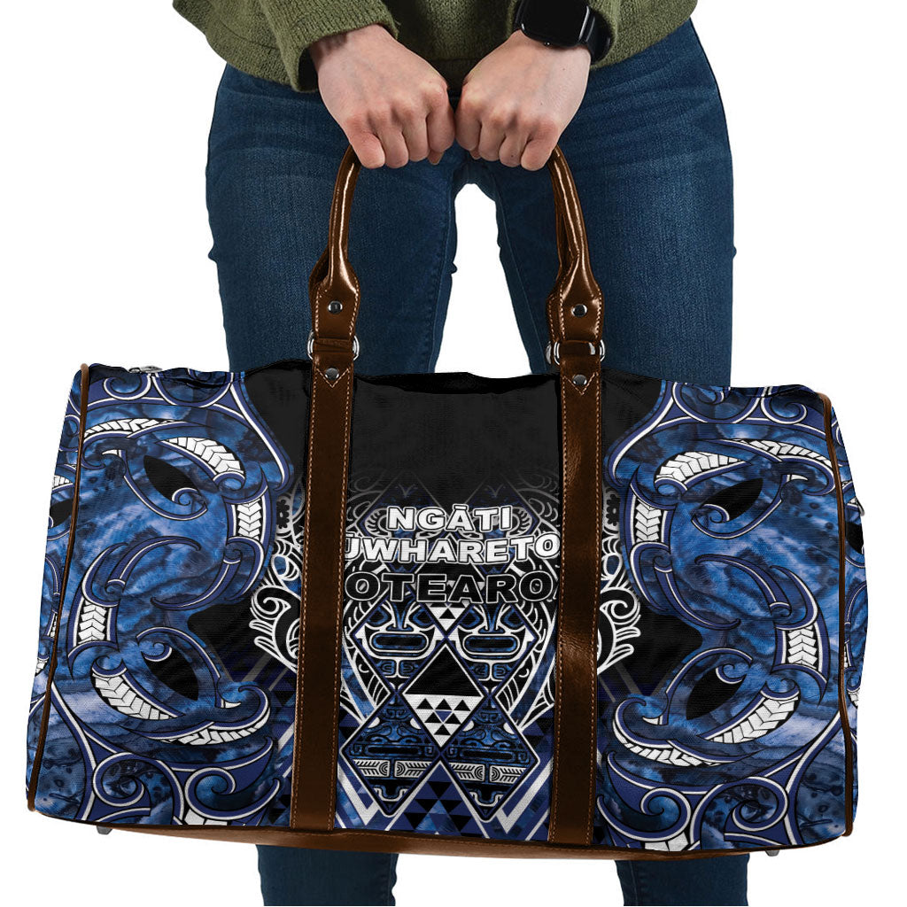 Aotearoa Tuwharetoa Travel Bag Maori Tribal Navy Paua Shell Pattern